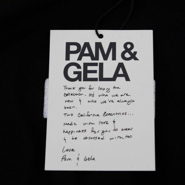 Pam & Gela NEW $138 Sz M Black Asym Corset Laced Front T Top