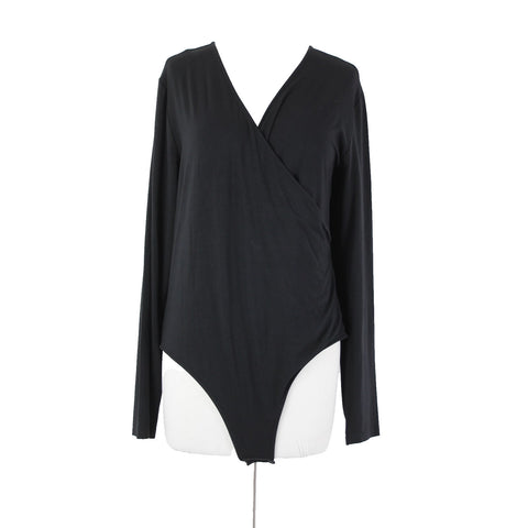 Ann Taylor NEW $50 Sz XL Black V Neck Body Suit Rayon Spandex Top