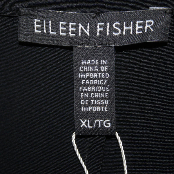 Eileen Fisher Wrap Sweater NEW $358 Sz XL Black Collared Tencel Lyocell Viscose