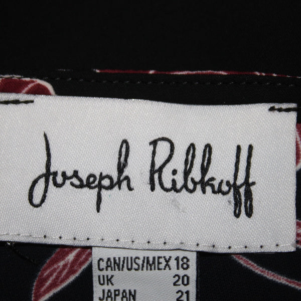 Joseph Ribkoff Top Sz 18 Black Multi Colored Floral V Neck Hi Lo Top