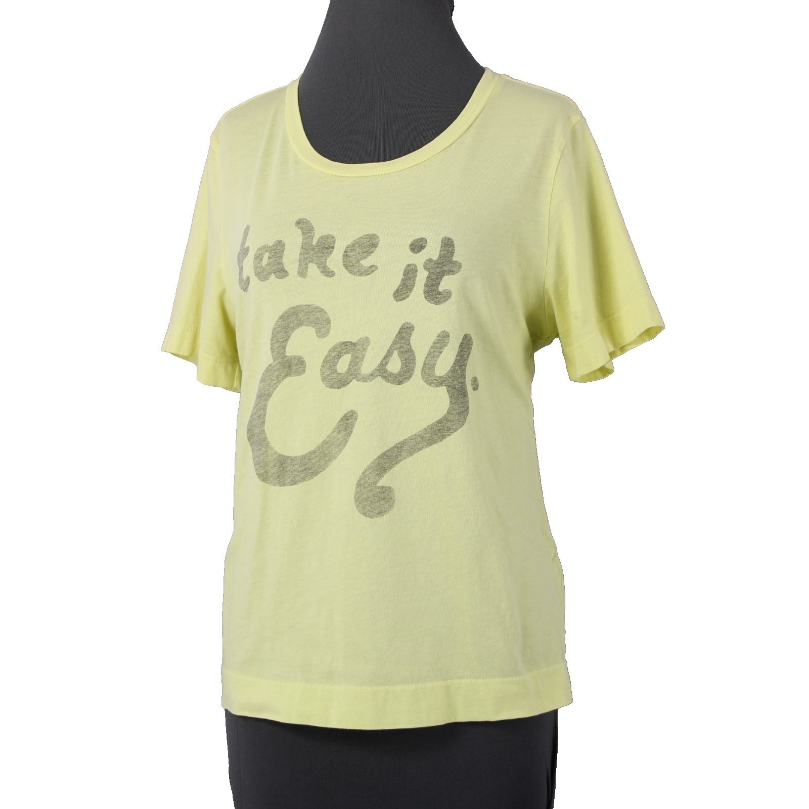 Sol Angeles Sz M Lemon Lime Yellow 'Take It Easy' 100% Cotton Tee Shirt Top