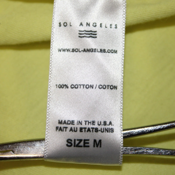 Sol Angeles Sz M Lemon Lime Yellow 'Take It Easy' 100% Cotton Tee Shirt Top