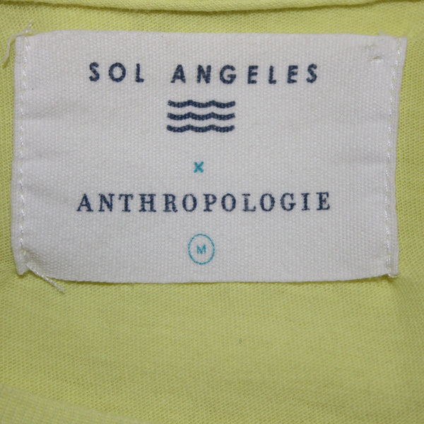Sol Angeles Sz M Lemon Lime Yellow 'Take It Easy' 100% Cotton Tee Shirt Top
