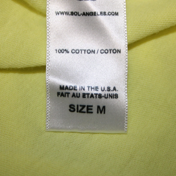 Sol Angeles Sz M Lemon Lime Yellow 'Take It Easy' 100% Cotton Tee Shirt Top