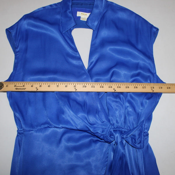 Maeve Dress Sz L Anthropology Royal Blue Open Back Collar 100% Viscose Dress