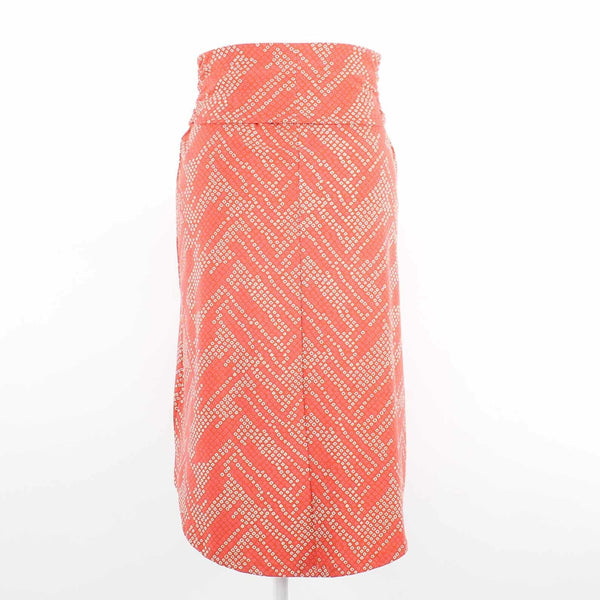 Eddie Bauer Sz XS Orange Multi Ruched Waist Hi Lo Poly Blend Skirt Dress
