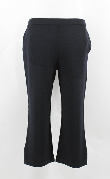 St John Collection Sz 8 x 21 Black Santana Wool Blend Pocket Slit Side Crop Pant