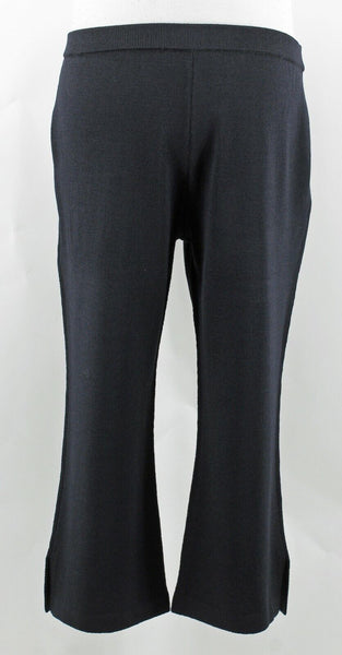 St John Collection Sz 8 x 21 Black Santana Wool Blend Pocket Slit Side Crop Pant