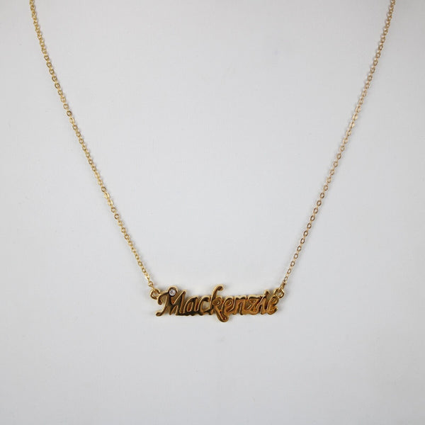MACKENZIE NEW Name Goldtone Rhinestone Accent 14.5"w4.5" Multi Ring Ext Necklace