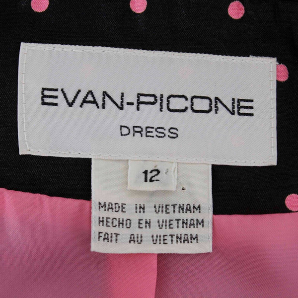 Evan Picone Sz 12 Black Pink Polka Dots Collared 100% Polyester Blazer
