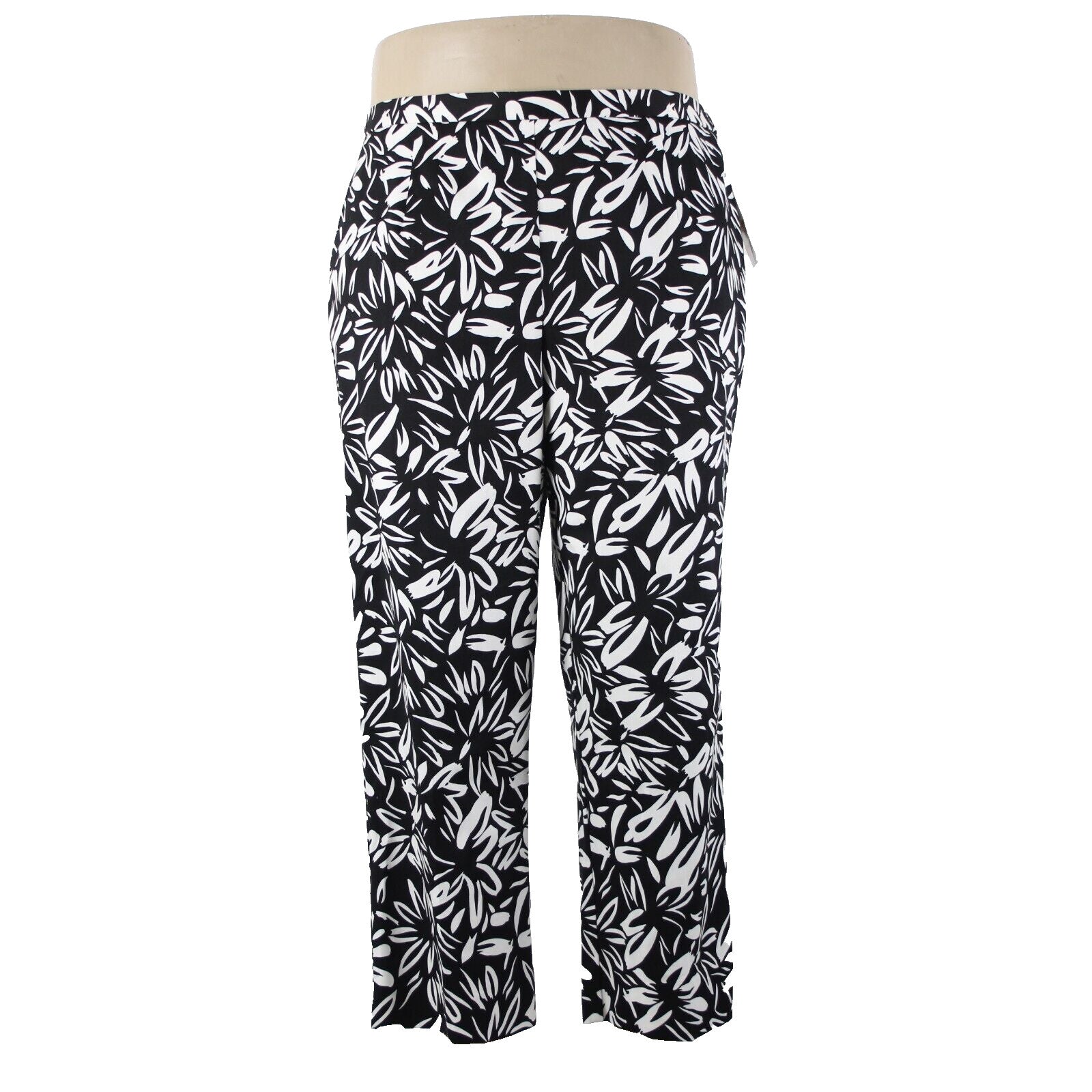 Sutton Studio NEW $79 Sz 16 x 26 Black White Elastic Sides Cotton Lycra Pant