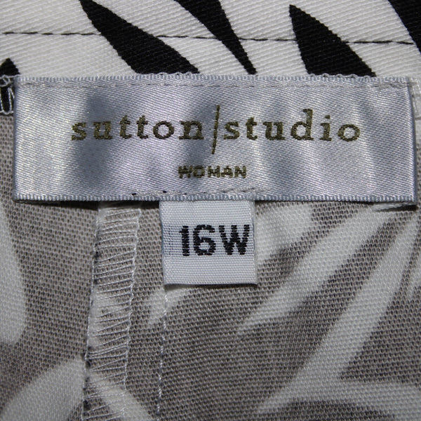 Sutton Studio NEW $79 Sz 16 x 26 Black White Elastic Sides Cotton Lycra Pant