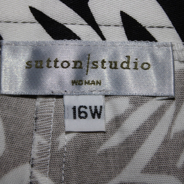 Sutton Studio NEW $79 Sz 16 x 26 Black White Elastic Sides Cotton Lycra Pant