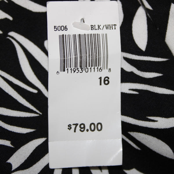 Sutton Studio NEW $79 Sz 16 x 26 Black White Elastic Sides Cotton Lycra Pant