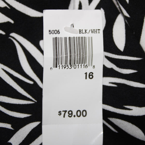 Sutton Studio NEW $79 Sz 16 x 26 Black White Elastic Sides Cotton Lycra Pant