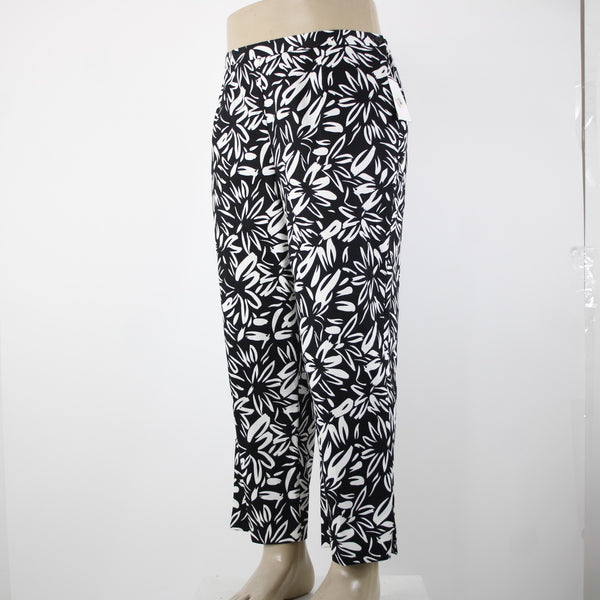 Sutton Studio NEW $79 Sz 16 x 26 Black White Elastic Sides Cotton Lycra Pant