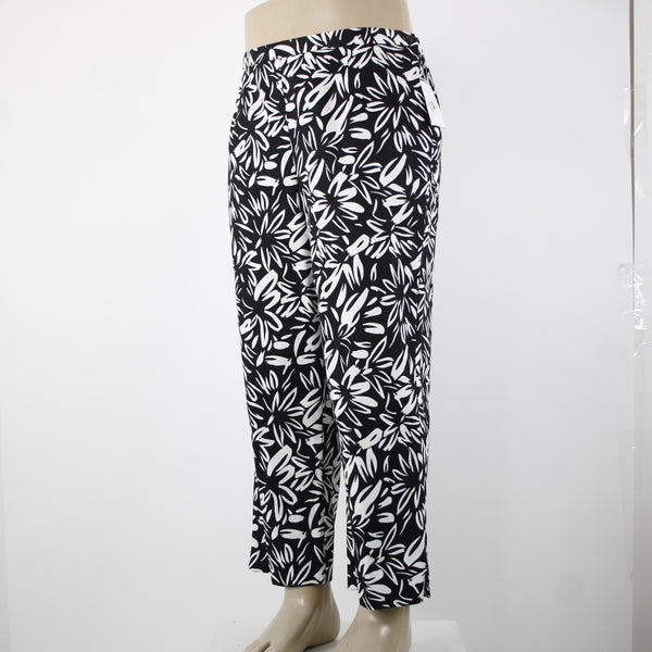 Sutton Studio NEW $79 Sz 16 x 26 Black White Elastic Sides Cotton Lycra Pant