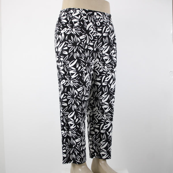 Sutton Studio NEW $79 Sz 16 x 26 Black White Elastic Sides Cotton Lycra Pant
