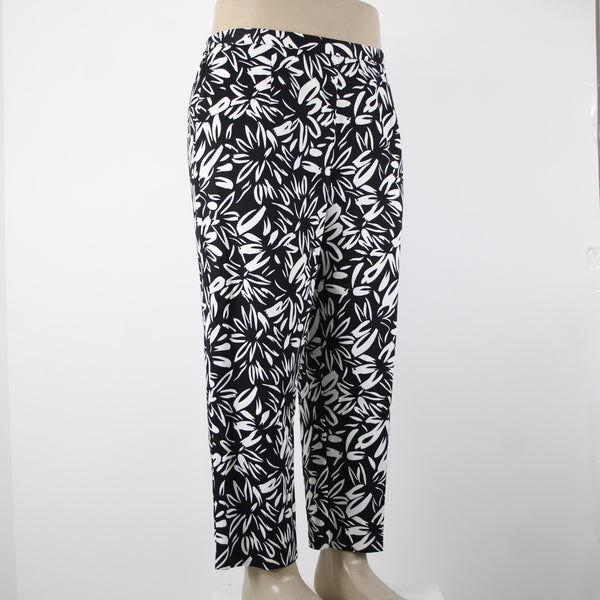 Sutton Studio NEW $79 Sz 16 x 26 Black White Elastic Sides Cotton Lycra Pant