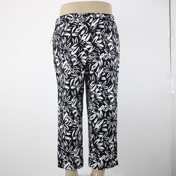 Sutton Studio NEW $79 Sz 16 x 26 Black White Elastic Sides Cotton Lycra Pant
