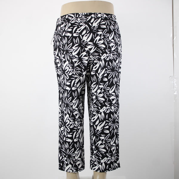 Sutton Studio NEW $79 Sz 16 x 26 Black White Elastic Sides Cotton Lycra Pant