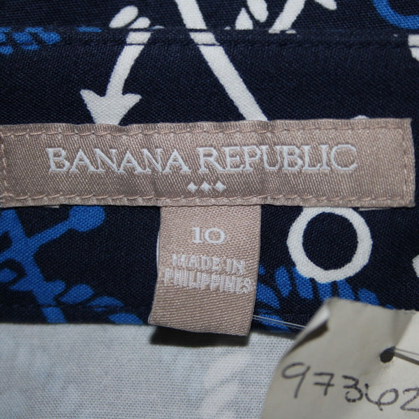 Banana Republic NEW Sz 10 Navy Blue White Anchor Hook Eye Cotton Spandex Skirt