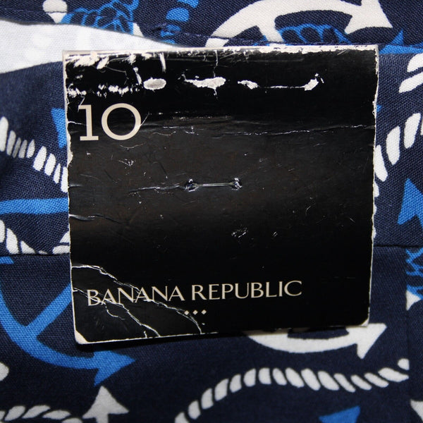 Banana Republic NEW Sz 10 Navy Blue White Anchor Hook Eye Cotton Spandex Skirt