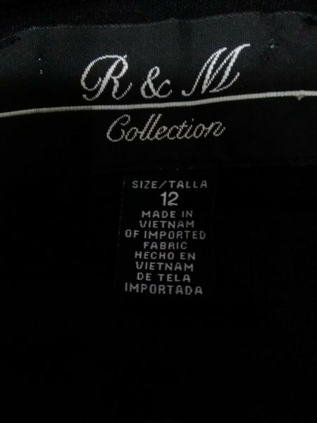 R & M NEW $90 Sz 12 Black Nude Lined Sequin Bodice Lace Polyester Blend Dress