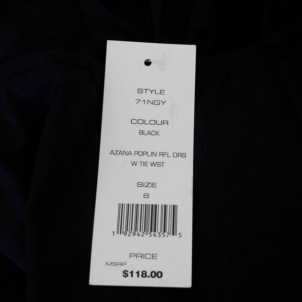 French Connection NEW $118 Sz 8 Black Ruffle Straps Cotton Tie Waist Dress