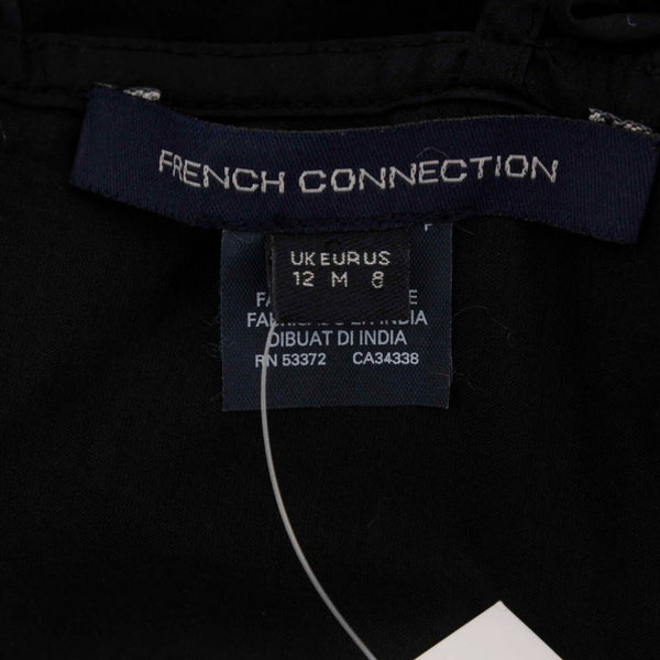 French Connection NEW $118 Sz 8 Black Ruffle Straps Cotton Tie Waist Dress