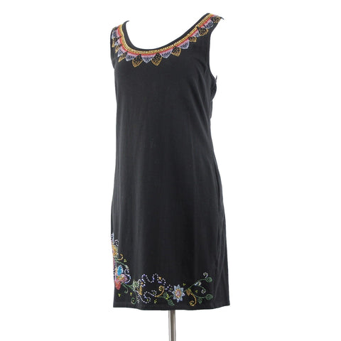 Dress Sis Sz XXL Black Rainbow Stud Floral Cotton Spandex Tank Dress