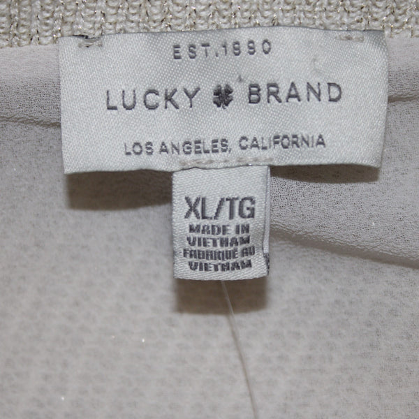 Lucky Brand Top NEW $99 Sz XL Gold Tan White Metallic Layer Linen Polyester Top