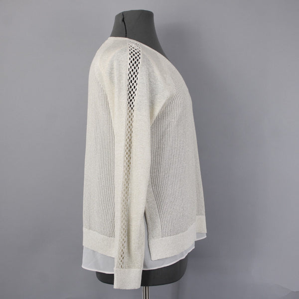 Lucky Brand Top NEW $99 Sz XL Gold Tan White Metallic Layer Linen Polyester Top