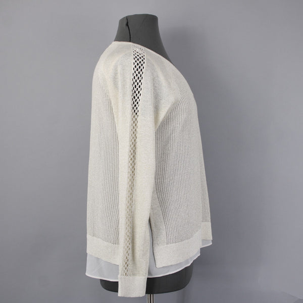 Lucky Brand Top NEW $99 Sz XL Gold Tan White Metallic Layer Linen Polyester Top