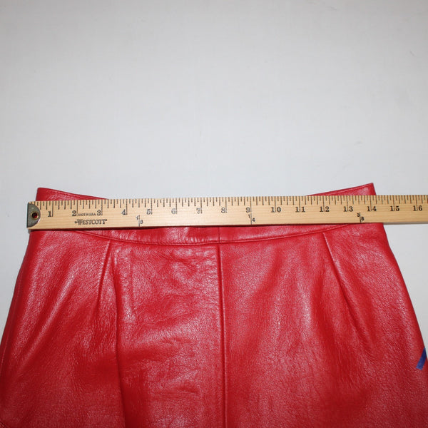 Prego Skirt Vintage Sz 13/14 Red Knee Length Lined Leather AS IS Skirt