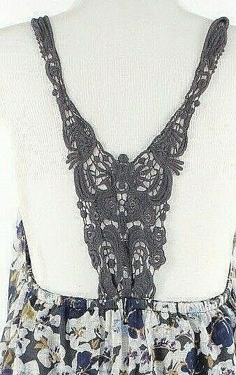 Lilka NEW $148 S Navy Multi Rayon Cotton Lined Lace Detail Romantic Dress