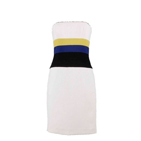 BCBG NEW $268 Reesie Sz 6 Cream Lime Navy Black 100% Polyester Spandex Dress