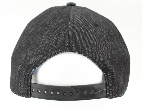 Marvel Black Panther Emblem Black Denim Adj 100% Cotton Faux Leather Cap