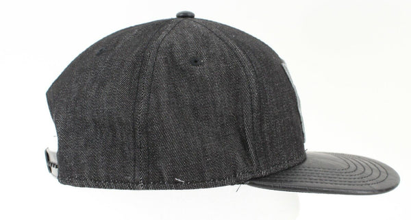 Marvel Black Panther Emblem Black Denim Adj 100% Cotton Faux Leather Cap
