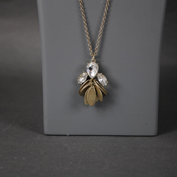 J Crew NEW Goldtone Rhinestones Lobster Closure 30" Ext. 2" Necklace