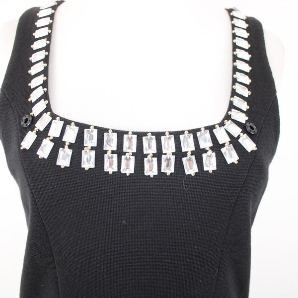 Lillie Rubin Sz S Black 2 Piece Rhinestone Trimmed Gold Beads Acrylic Wool Dress