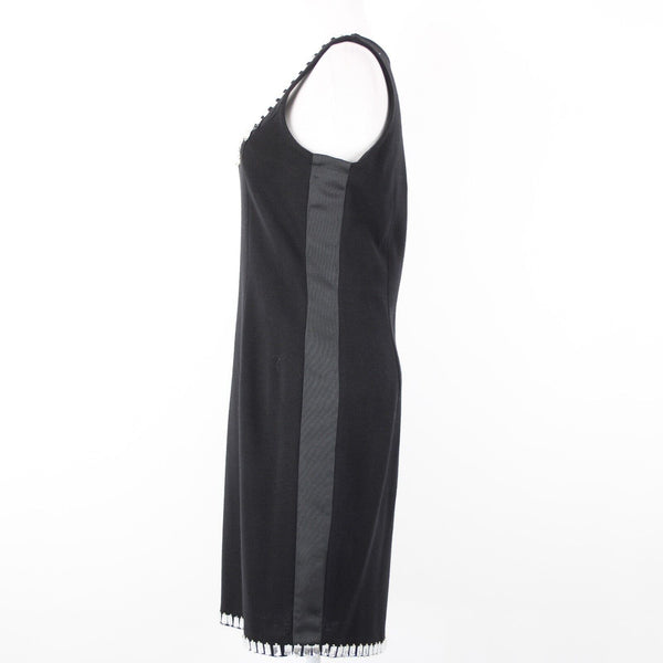 Lillie Rubin Sz S Black 2 Piece Rhinestone Trimmed Gold Beads Acrylic Wool Dress
