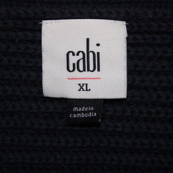 Cabi Sweater Sz XL Blue Ribbed Round Neck Asymmetrical Cotton Acrylic Sweater