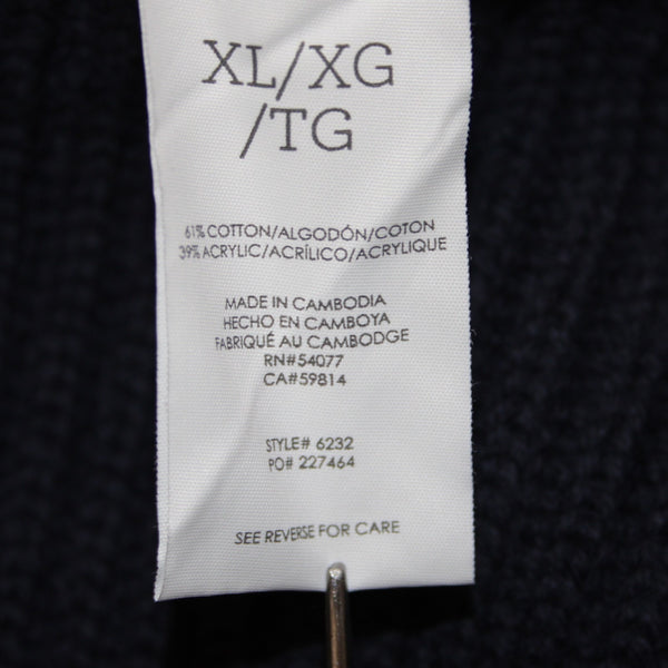 Cabi Sweater Sz XL Blue Ribbed Round Neck Asymmetrical Cotton Acrylic Sweater