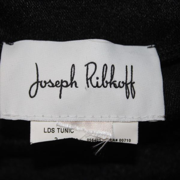 Joseph Ribkoff Sweater Cape OS Black Gray Cowl Neck Faux Fur Trim Pockets Cape
