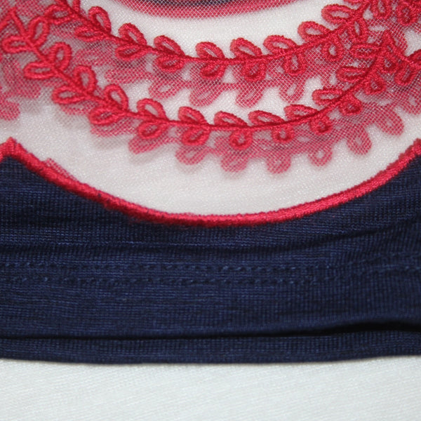 Torrid Top NEW Sz 2X White Navy Red Embroidered Short Sleeve Rayon Poly Top