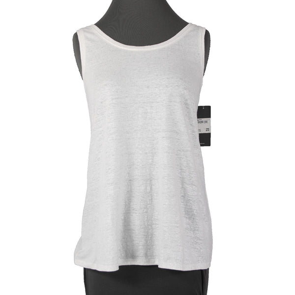 Eileen Fisher Top NEW $55 Sz SP White Silver Metallic 100% Organic Linen