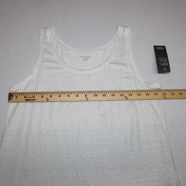 Eileen Fisher Top NEW $55 Sz SP White Silver Metallic 100% Organic Linen