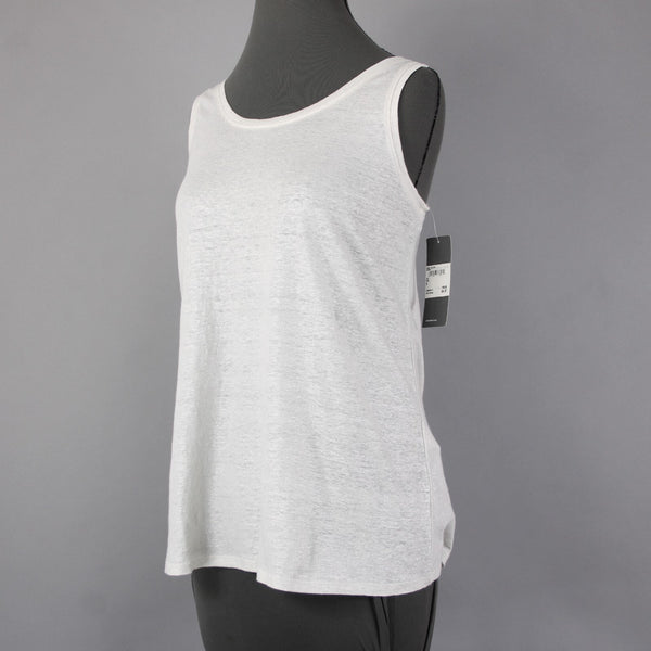 Eileen Fisher Top NEW $55 Sz SP White Silver Metallic 100% Organic Linen
