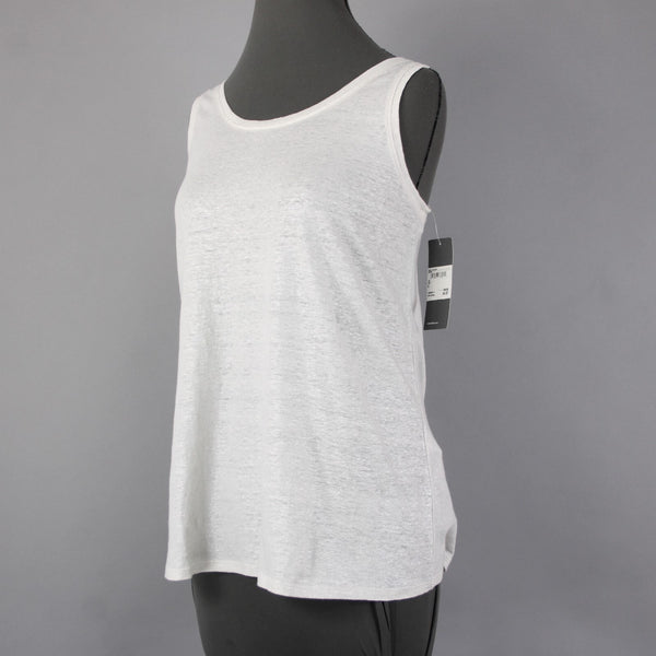 Eileen Fisher Top NEW $55 Sz SP White Silver Metallic 100% Organic Linen